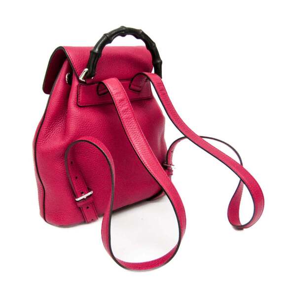 GUCCI Pink Leather Bamboo Backpack - Picture 2 of 16